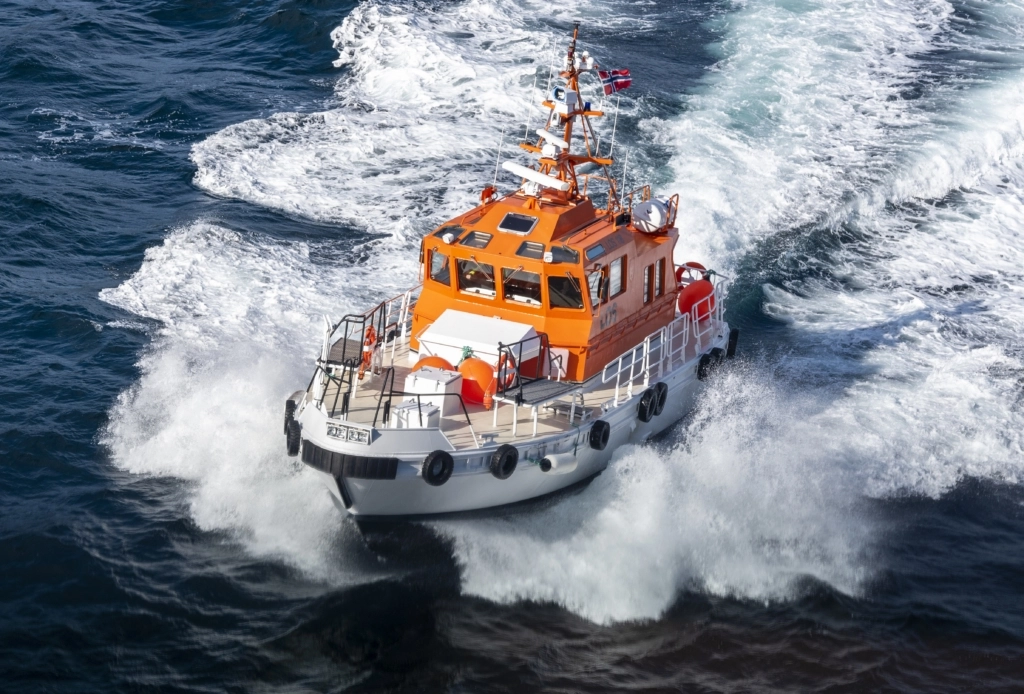 Beautiful shot of a pilot boat in motion on a sunny day in Norway